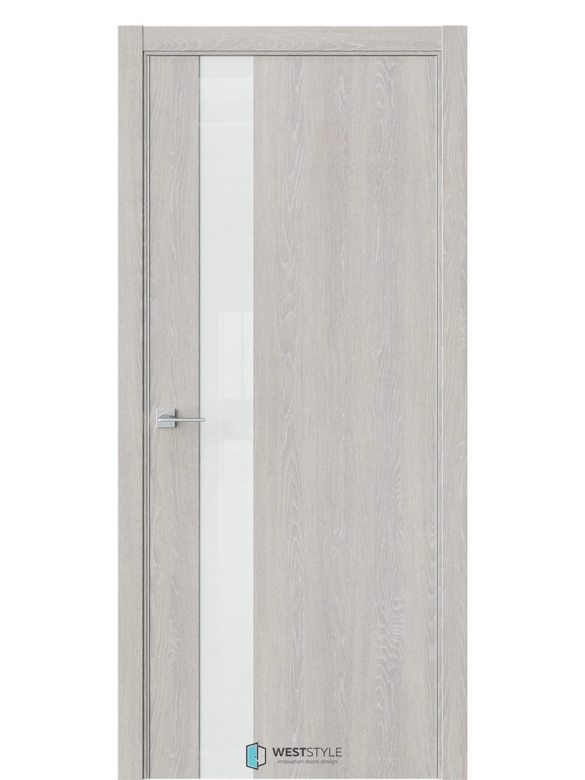 Межкомнатная дверь WestStyle Industrial IN2 ДО Lacobel Белое Дуб серый