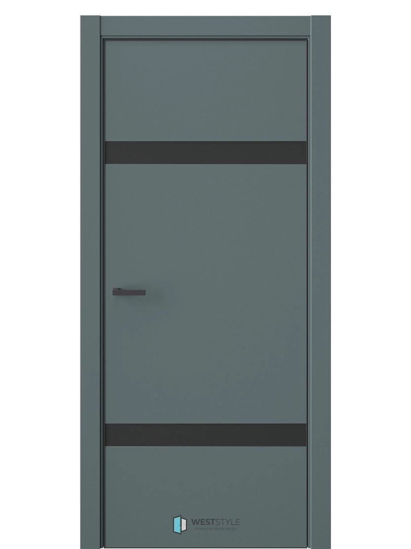 Межкомнатная дверь WestStyle Industrial IN3 ДО Matelac черное сатин Нефритовый сад