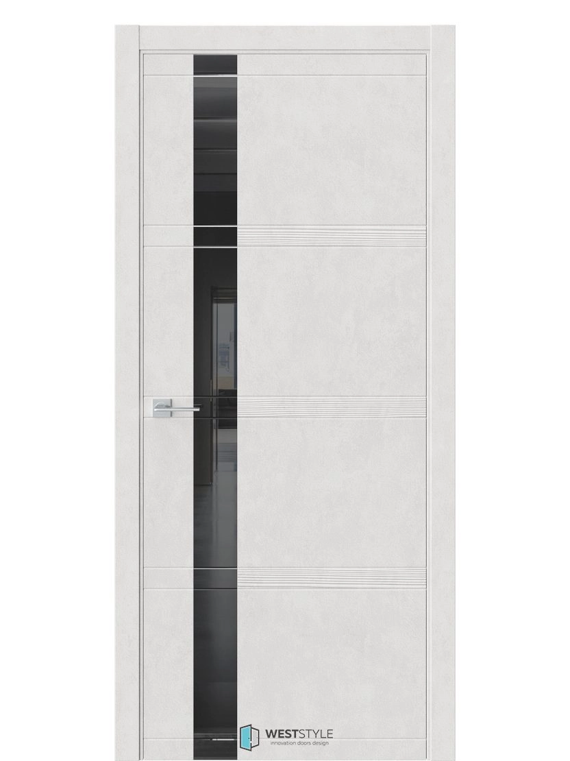 Межкомнатная дверь WestStyle Moderno EVO 1D ДО Lacobel Черное Бетон лайт